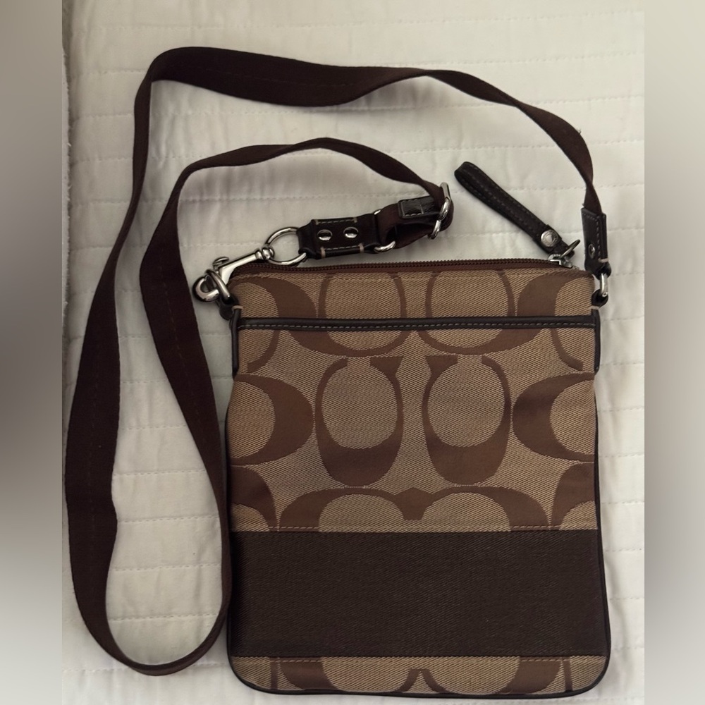 Coach Tan and Brown Messenger Bag